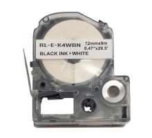 Стрічка для принтера етикеток UKRMARK RL-E-K4WBN-BK/WT, аналог LK4WBN. 12 мм х 9 м (900273)
