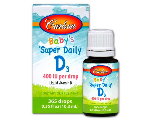 Вітамін Carlson Вітамін D3 для Малюків у Краплях, 400 МО, Baby's Super Daily (CAR-01250)