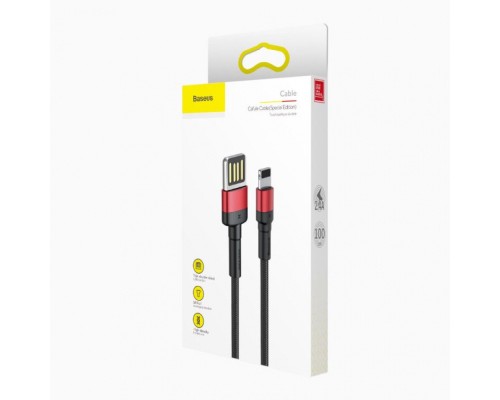 Дата кабель USB 2.0 AM to Lightning 1.0m Cafule Special Edition 2.4A Black-Red Baseus (CALKLF-G91)
