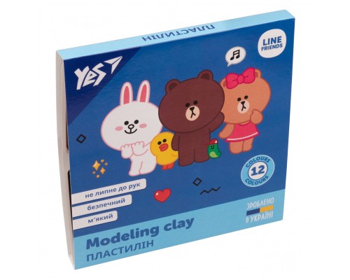 Пластилін Yes Line Friends 12 кольорів 240 г (540621)