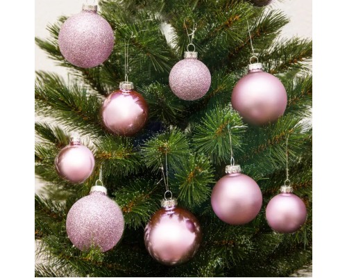 Ялинкова іграшка House Of Seasons Скляні кульки 26 шт D7 см D6 см D5 см Бузкові (8720362102854)