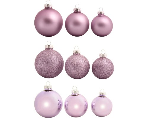 Ялинкова іграшка House Of Seasons Скляні кульки 26 шт D7 см D6 см D5 см Бузкові (8720362102854)