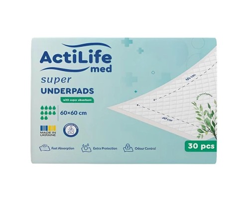 Пелюшки для малюків ActiLife Med Super 60 х 60, 30 шт (4820174981501)