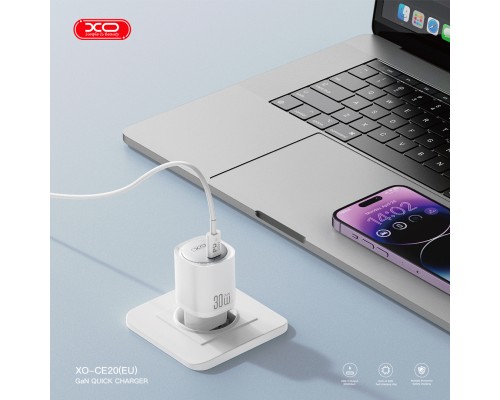 Зарядний пристрій XO CE20 33W USB-C PD30W/PPS33W White (CE20_White)