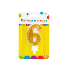 Свічка Maxi золотиста двостороння з блискітками 