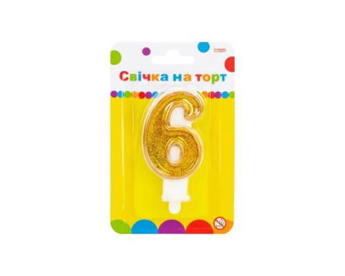 Свічка Maxi золотиста двостороння з блискітками 