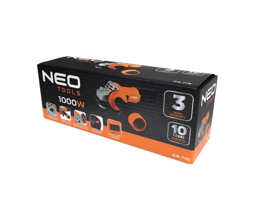 Шліфувальна машина Neo Tools 125мм, 1000W, 12000об/хв, 2.0кг (04-716)