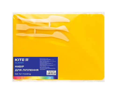 Дошка для пластиліну Kite набір Classic дошка + 3 стеки, жовтий (K-1140-08)