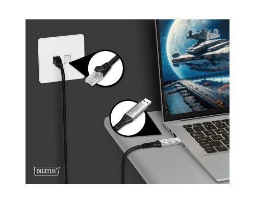 Дата кабель USB AM to RJ45 Ethernet 2.0m CAT6A S/FTP 1Gbps LSZH Digitus (AK-300600-020-S)