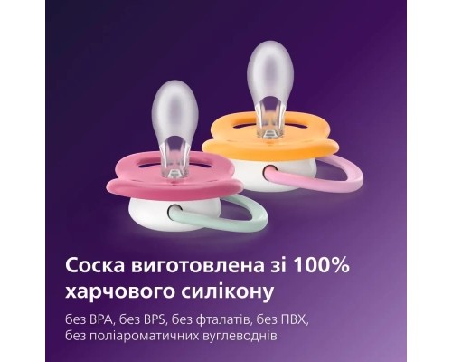 Пустушка Philips AVENT Ultra Air 6-18 місяців 2 шт рожево-помаранчев (SCF080/27)