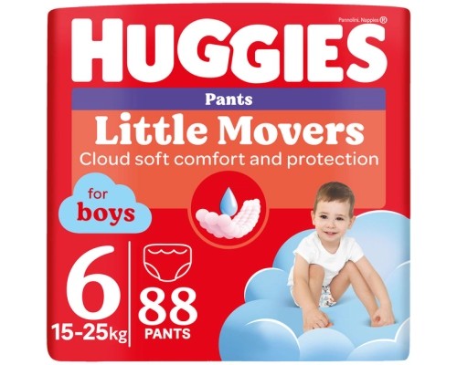 Підгузки Huggies Little Movers Pants 6 (15-25 кг) для хлопчиків 88 шт (5029054568200)