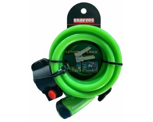 Замок велосипедний Bravvos LOC-065-110 Key 12mm х 1500mm Green (LCK-032)