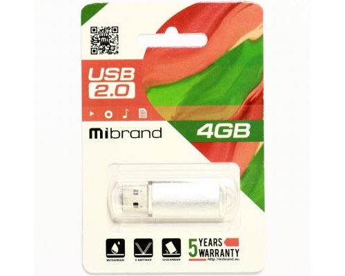 USB флеш накопичувач Mibrand 4GB Cougar Silver USB 2.0 (MI2.0/CU4P1S) 