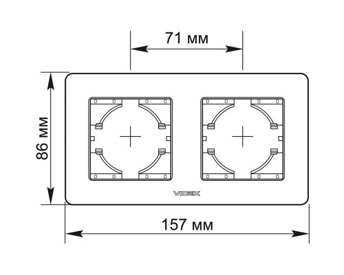 Рамка Videx BINERA сріблястий алюміній 2 пости (VF-BNFRA2H-SL)