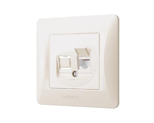 Комп'ютерна розетка Videx BINERA CAT6 одинарна кремова (VF-BNSK1PC6-CR)