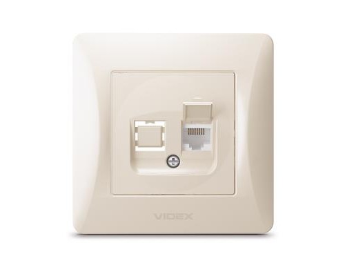 Комп'ютерна розетка Videx BINERA CAT6 одинарна кремова (VF-BNSK1PC6-CR)