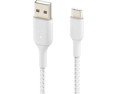 Дата кабель USB 2.0 AM to Type-C 1.0m BRAIDED white Belkin (CAB002BT1MWH)