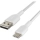 Дата кабель USB 2.0 AM to Type-C 1.0m BRAIDED white Belkin (CAB002BT1MWH)