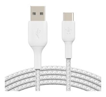 Дата кабель USB 2.0 AM to Type-C 1.0m BRAIDED white Belkin (CAB002BT1MWH)