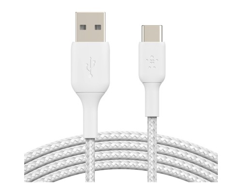Дата кабель USB 2.0 AM to Type-C 1.0m BRAIDED white Belkin (CAB002BT1MWH)