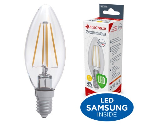 Лампочка Electrum С37 4W GL LC- 33/4F Е14 3000K Rf Elegant (A-LC-1942)