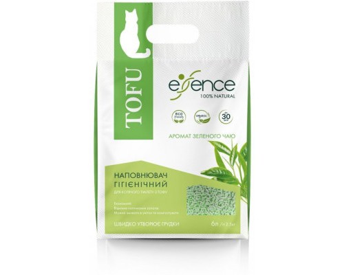 Наповнювач для туалету Essence Tofu з ароматом зеленого чаю 2 мм 6 л (4820261920017)