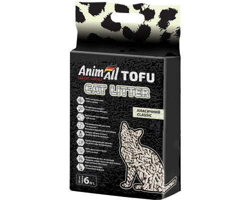 Наповнювач для туалету AnimAll Тофу Classic Соєвий грудкувальний 2.6 кг (6 л) (4820224500379)