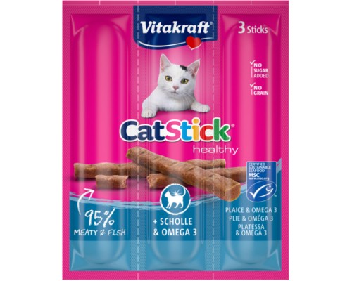 Ласощі для котів Vitakraft м'ясні палички камбала та Омега-3 3х6г (4008239312181)