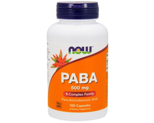 Вітамінно-мінеральний комплекс Now Foods Пара-амінобензойна кислота (ПАБК), PABA, 500 мг, 100 капсул (NOW-00485)