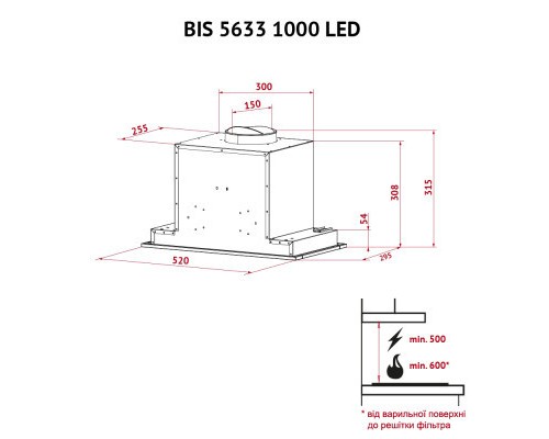 Витяжка кухонна Perfelli BIS 5633 I 1000 LED