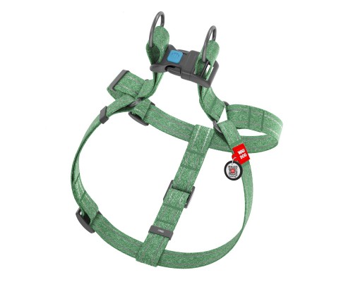 Шлея для собак WAUDOG Re-cotton з QR-паспортом М зелена (033218)