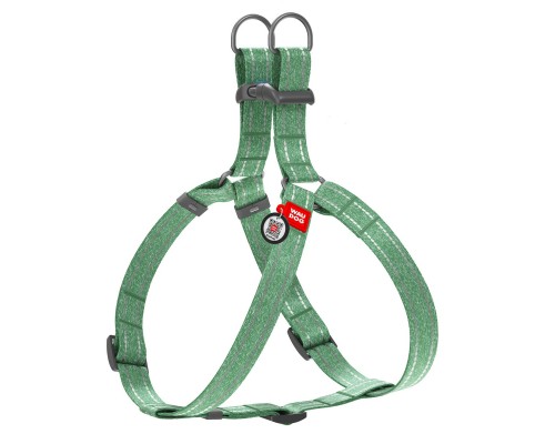 Шлея для собак WAUDOG Re-cotton з QR-паспортом М зелена (033218)