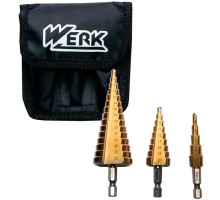 Набір свердл Werk ступінчатих 3 предмета, 4-12, 4-20, 4-32 мм (107685)