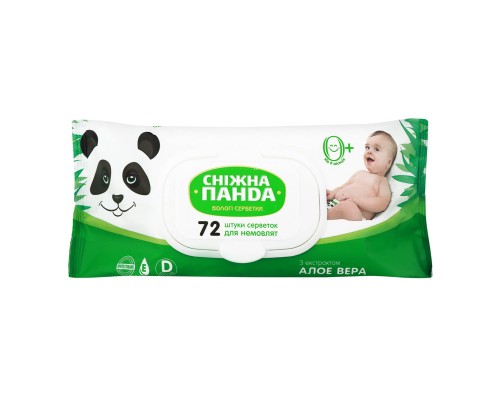 Дитячі вологі серветки Сніжна Панда для немовлят Алое 72 шт. (4820183970442) Дитячі вологі серветки Сніжна Панда для немовлят Алое 72 шт. (4820183970442)