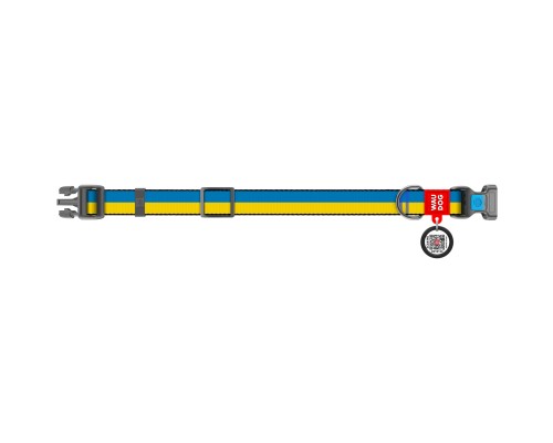Нашийник для тварин WAUDOG Nylon з QR паспортом Colors of freedom пластиковий фастекс S (4501-4020)