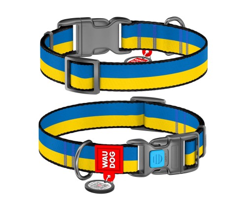 Нашийник для тварин WAUDOG Nylon з QR паспортом Colors of freedom пластиковий фастекс S (4501-4020)