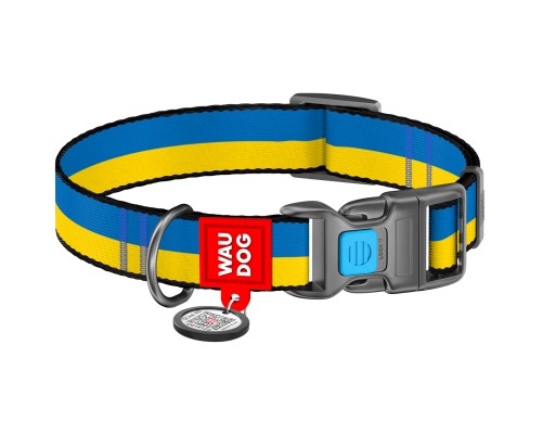 Нашийник для тварин WAUDOG Nylon з QR паспортом Colors of freedom пластиковий фастекс S (4501-4020)