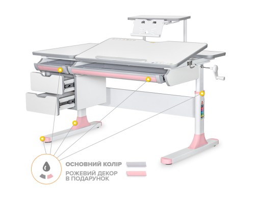 Парта Mealux Hamilton Multicolor Pink з полицею S-50 (BD-680 W/G MC +PN +S50 WG)