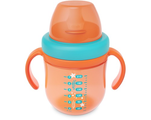 Поїльник-непроливайка Baboo із силіконовим носиком, 200 мл, 6+ міс (Sea Life / помаранчева) (8-130)