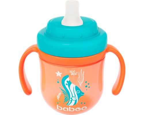 Поїльник-непроливайка Baboo із силіконовим носиком, 200 мл, 6+ міс (Sea Life / помаранчева) (8-130)