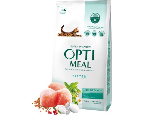 Сухий корм для кішок Optimeal для кошенят зі смаком курки 1.5 кг (4820215369664)