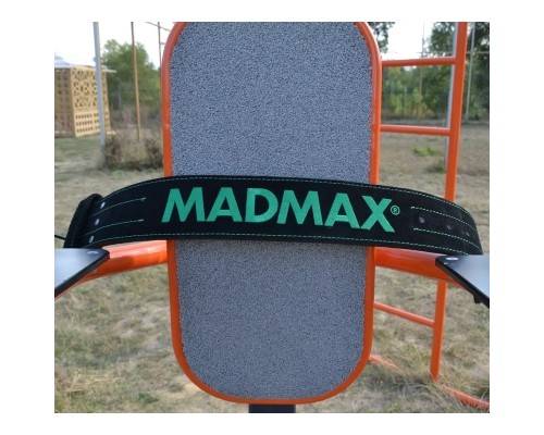 Атлетичний пояс MadMax MFB-301 Suede Single Prong шкіряний Black/Green XXL (MFB-301_XXL)