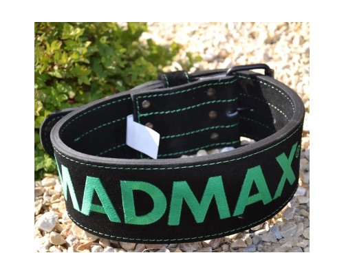 Атлетичний пояс MadMax MFB-301 Suede Single Prong шкіряний Black/Green XXL (MFB-301_XXL)