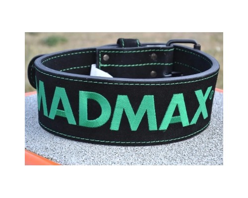 Атлетичний пояс MadMax MFB-301 Suede Single Prong шкіряний Black/Green XXL (MFB-301_XXL)