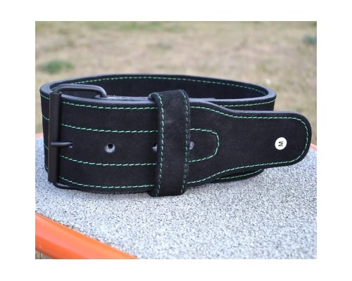 Атлетичний пояс MadMax MFB-301 Suede Single Prong шкіряний Black/Green XXL (MFB-301_XXL)