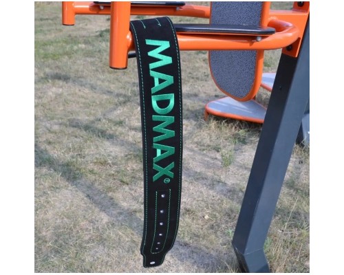 Атлетичний пояс MadMax MFB-301 Suede Single Prong шкіряний Black/Green XXL (MFB-301_XXL)
