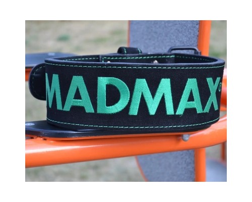 Атлетичний пояс MadMax MFB-301 Suede Single Prong шкіряний Black/Green XXL (MFB-301_XXL)