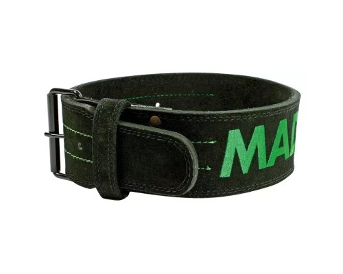 Атлетичний пояс MadMax MFB-301 Suede Single Prong шкіряний Black/Green XXL (MFB-301_XXL)
