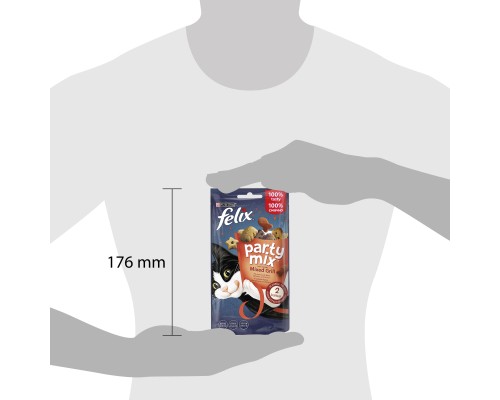 Ласощі для котів Purina Felix Party Mix Гриль Мікс з куркою, яловичиною та лососем 60 г (7613287631404)