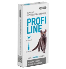 Краплі для тварин ProVET Profiline інсектоакарицид для котів до 4 кг 4/0.5 мл (4823082431113)